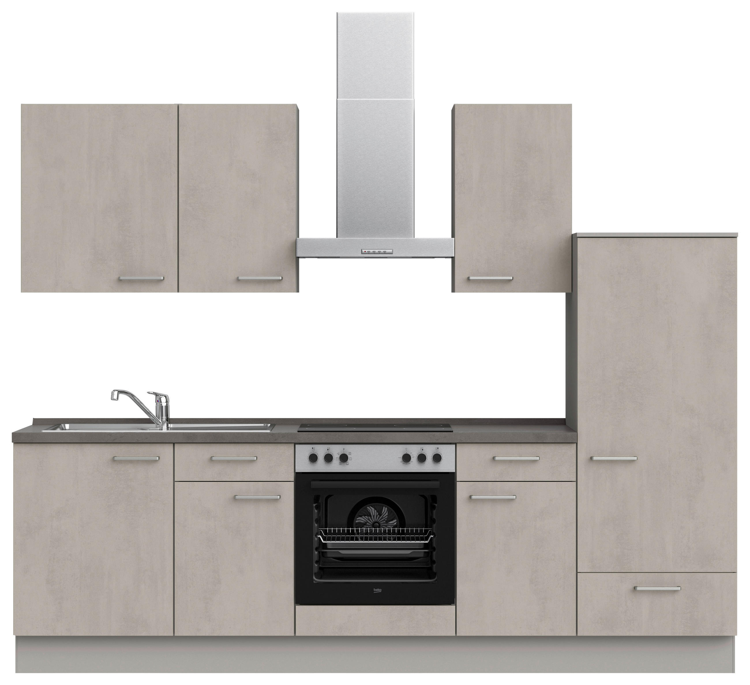 KÜCHENLEERBLOCK 270 cm   in Grau, Schieferfarben, Hellgrau  - Schieferfarben/Edelstahlfarben, MODERN, Holzwerkstoff/Metall (270cm) - Nobilia