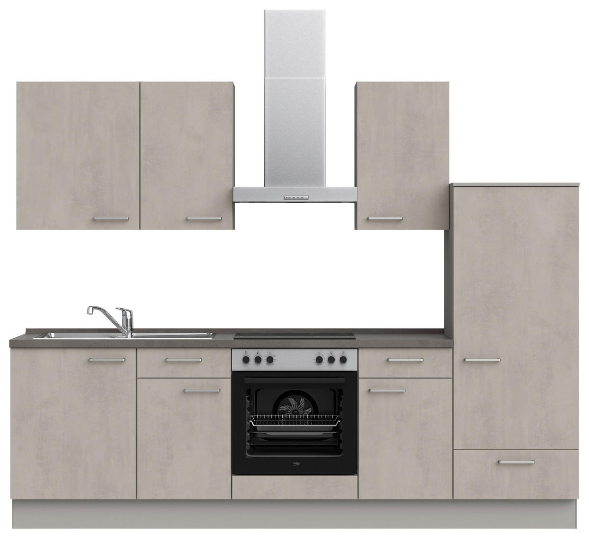 KÜCHENBLOCK 270 cm   in Grau, Schieferfarben  - Schieferfarben/Edelstahlfarben, MODERN, Holzwerkstoff/Metall (270cm) - Nobilia