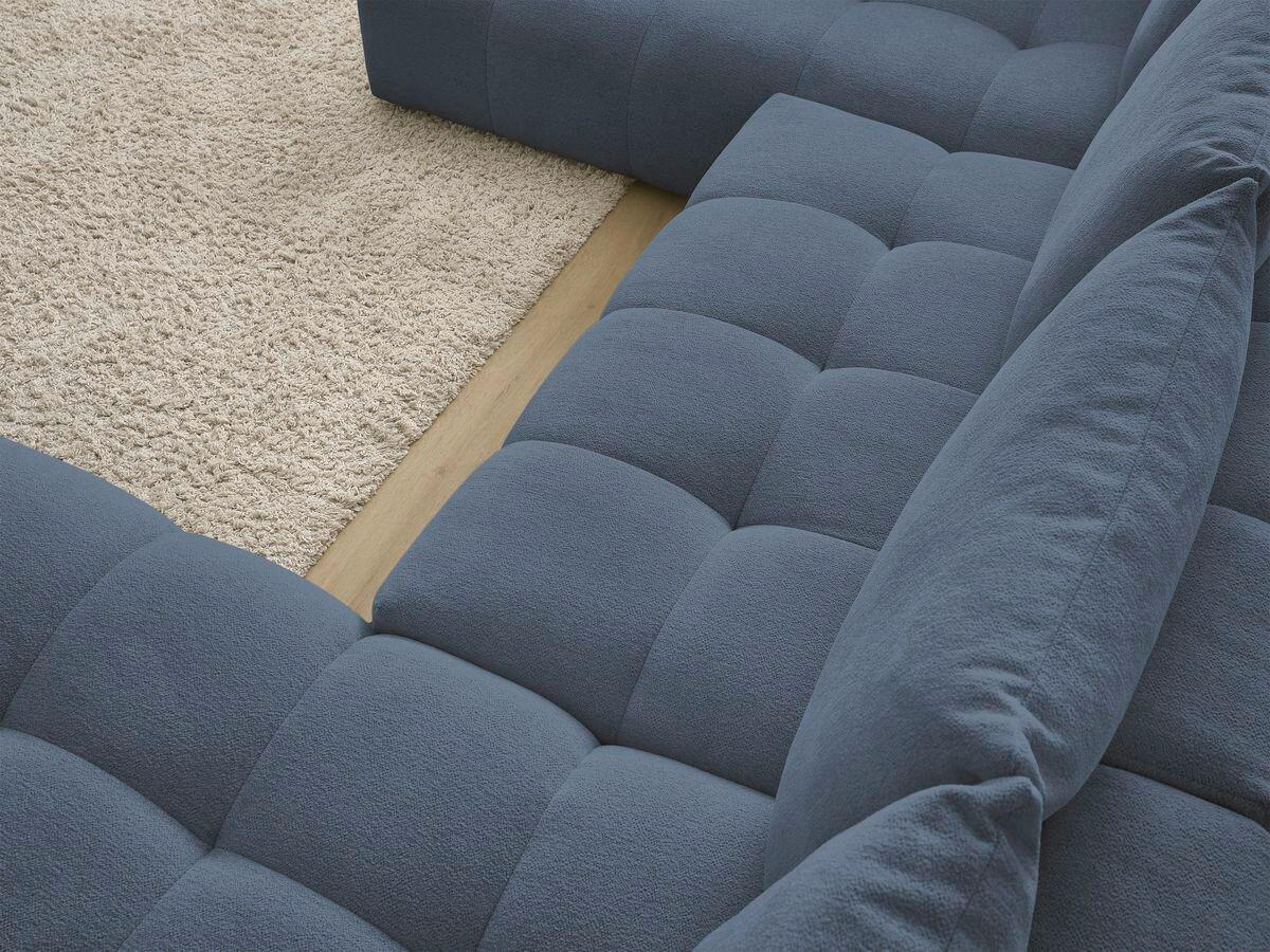 ECKSCHLAFSOFA EVEREST  mit Rücken echt, Armteil links, Armteil rechts Flachgewebe Dunkelblau  - Schwarz/Dunkelblau, MODERN, Kunststoff/Textil (212/423/198cm)