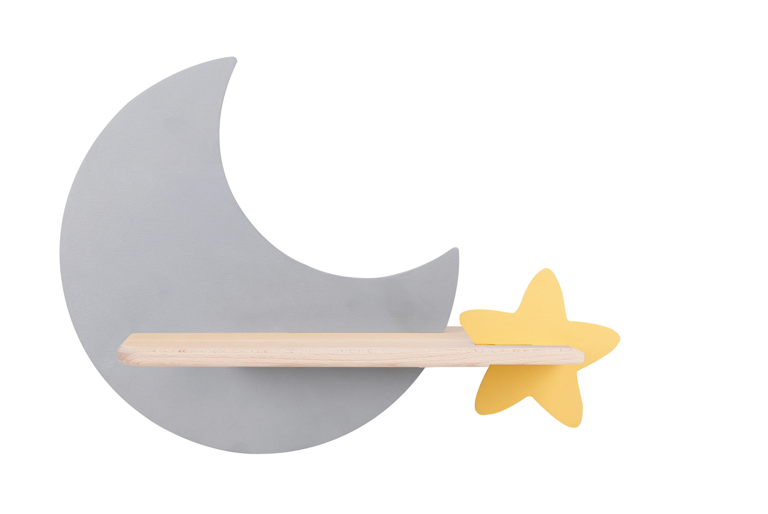 VÄGGLAMPA FÖR BARN Moon 39.5/12/27.5 cm   - grå, Basics, metall/trämaterial (39.5/12/27.5cm)