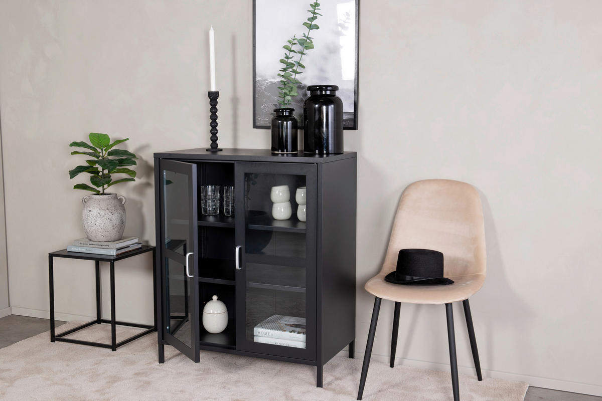 SIDEBOARD  in 80/97/43 cm  - Schwarz, Design, Glas/Metall (80/97/43cm) - Livetastic