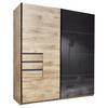 SCHWEBETÜRENSCHRANK  in Grau, Eiche Artisan  - Eiche Artisan/Grau, KONVENTIONELL, Glas/Holzwerkstoff (180/198/65cm) - Carryhome