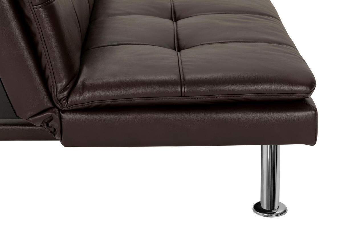 SCHLAFSOFA Lederlook Braun  - Silberfarben/Braun, Basics, Textil/Metall (182/84/92cm) - MID.YOU