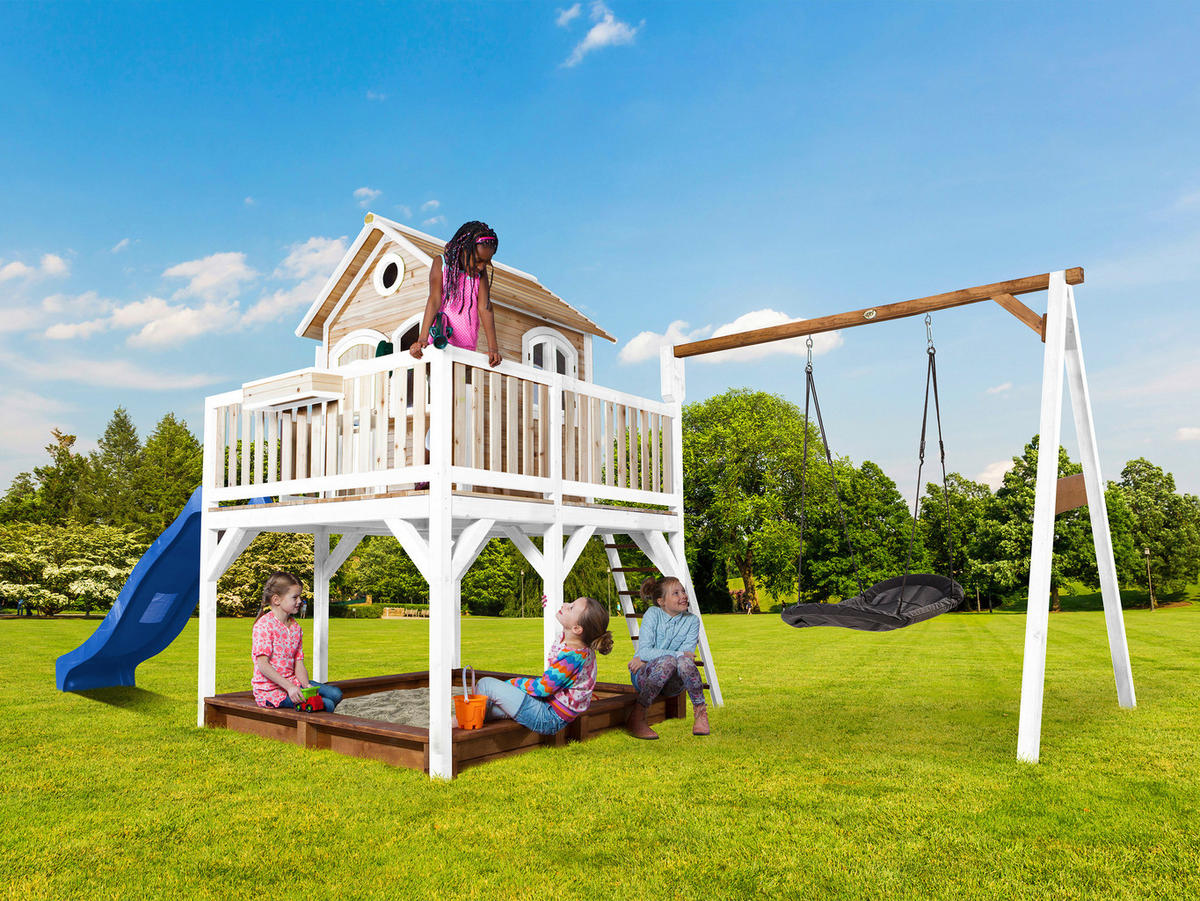 SPIELTURM 613/291/277 cm  - Blau/Braun, KONVENTIONELL, Holz (613/291/277cm) - Ambia Garden