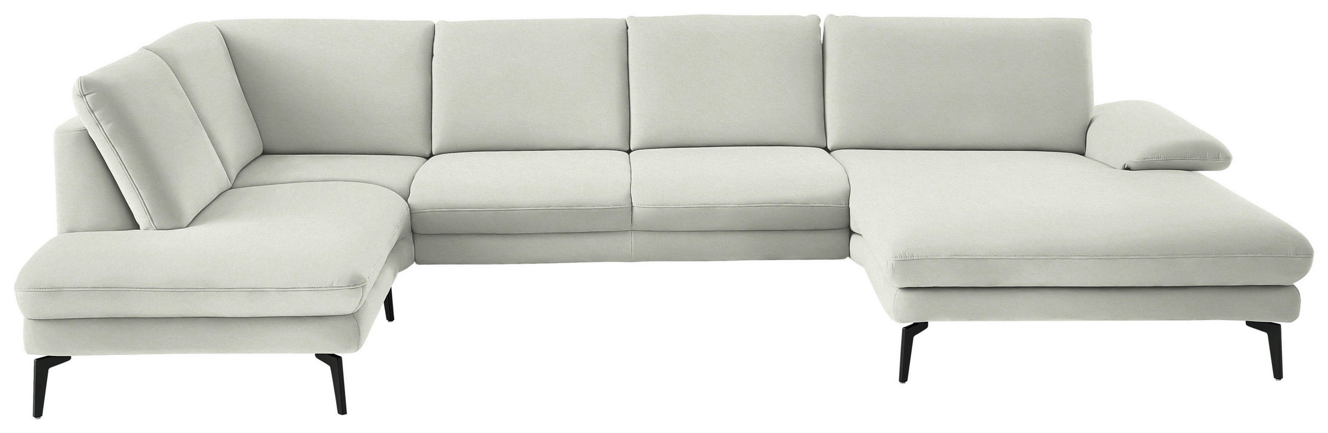 WOHNLANDSCHAFT Chenille, Flachgewebe Weiss  - Weiss/Schwarz, Design, Textil/Metall (208/344/180cm) - Dieter Knoll