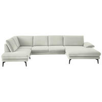 WOHNLANDSCHAFT Chenille, Flachgewebe Weiss  - Weiss/Schwarz, Design, Textil/Metall (208/344/180cm) - Dieter Knoll