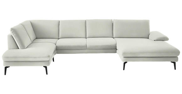 WOHNLANDSCHAFT  in Chenille, Flachgewebe Weiß  - Schwarz/Weiß, Design, Textil/Metall (208/344/180cm) - Dieter Knoll