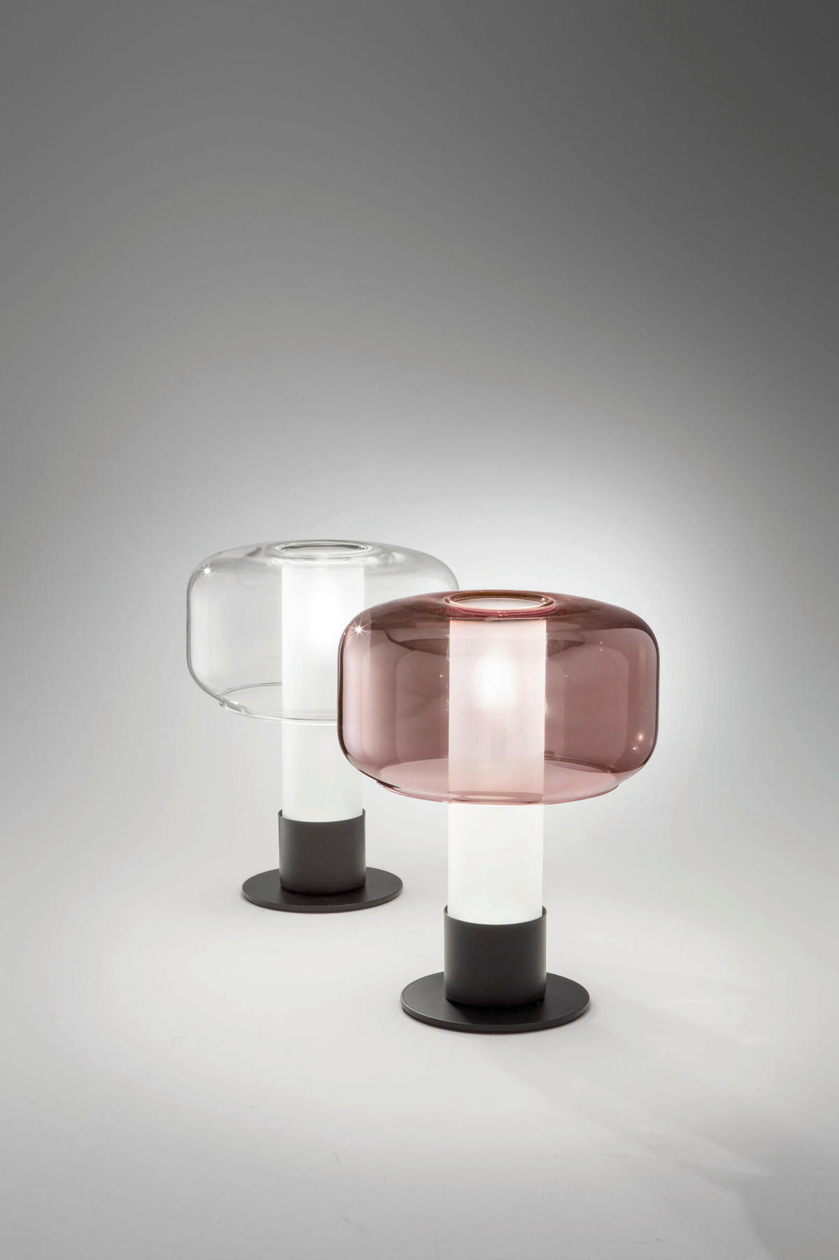 TISCHLEUCHTE Flick 22/28 cm   - Rotbraun/Schwarz, LIFESTYLE, Glas/Metall (22/28cm) - Fabas Luce