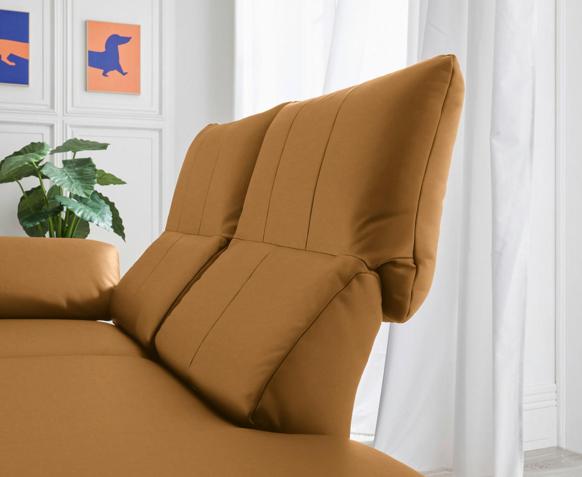 RÉCAMIERE in Echtleder Currygelb  - Chromfarben/Currygelb, Design, Leder/Metall (209/85-109/95-16cm) - Dieter Knoll