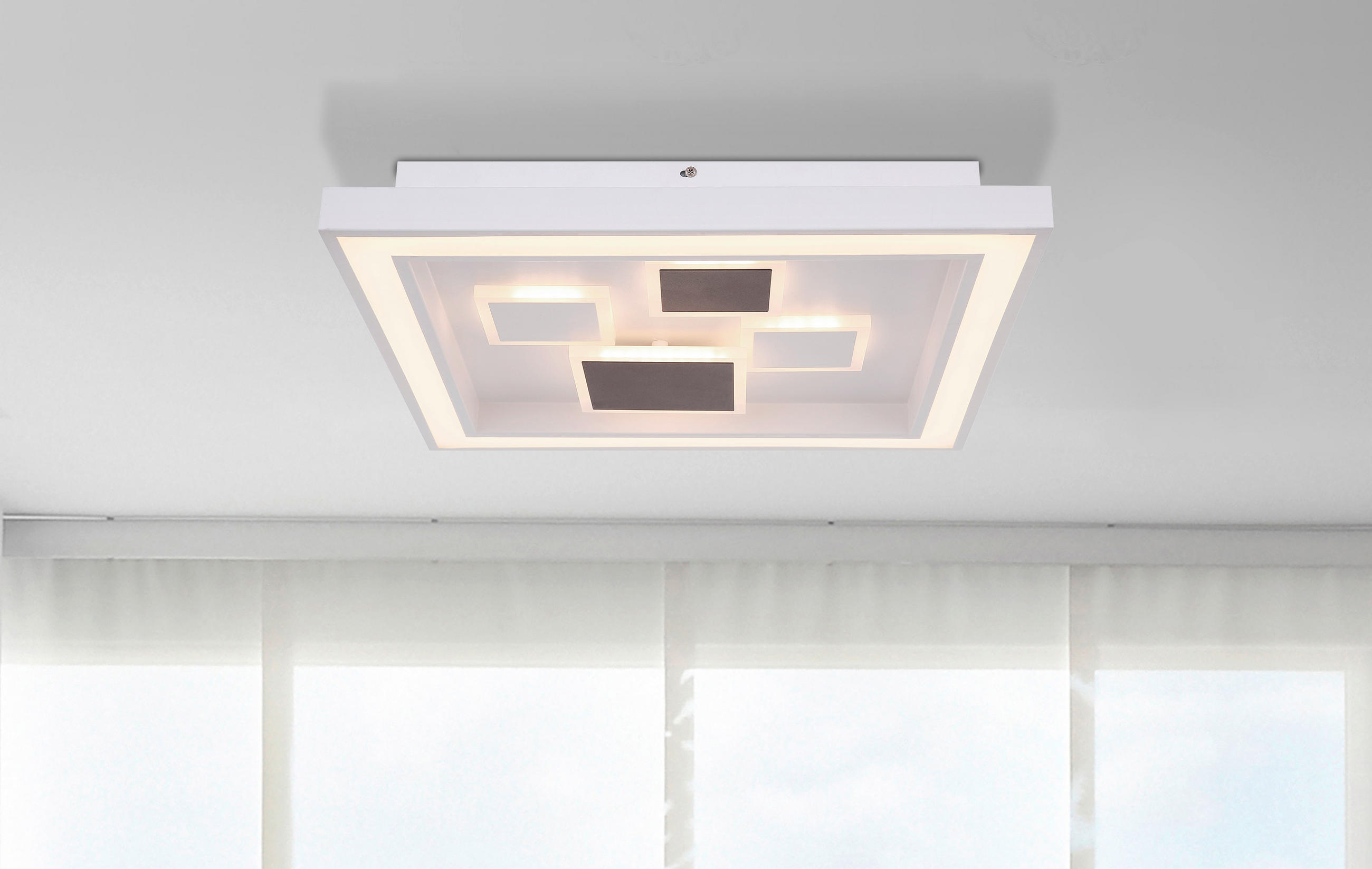 LED-DECKENLEUCHTE 50 W    48/48/7 cm  - Weiss/Anthrazit, Design, Kunststoff/Metall (48/48/7cm) - Globo