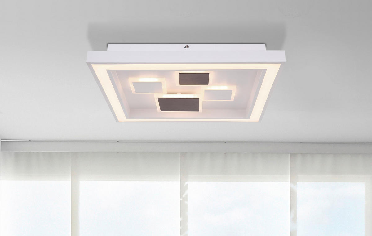 LED-DECKENLEUCHTE 50 W    48/48/7 cm  - Weiss/Anthrazit, Design, Kunststoff/Metall (48/48/7cm) - Globo