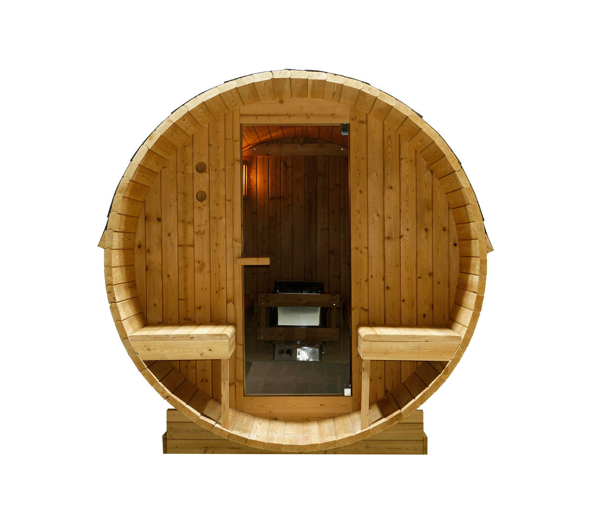 SAUNAFASS für 4 Personen Bergen  - Fichtefarben, KONVENTIONELL, Glas/Holz (194,8/220/191,5cm) - Sanotechnik