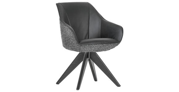ARMLEHNSTUHL  Sitzfläche 360° drehbar, automatische Rückholfunktion Chenille, Lederlook  - Anthrazit/Schwarz, KONVENTIONELL, Holz/Textil (60/83/65cm) - Landscape