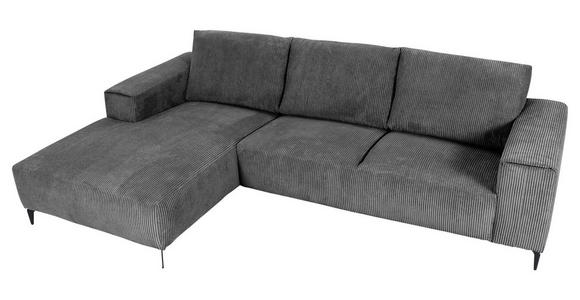 ECKSOFA  in Cord Dunkelgrau  170/285 cm  - Dunkelgrau/Schwarz, KONVENTIONELL, Textil/Metall (170/285cm) - Carryhome