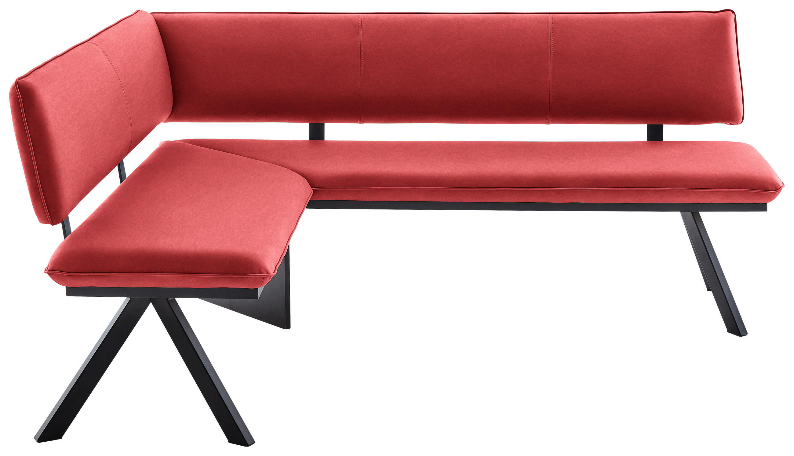 ECKBANK 150/190 cm  in Rot, Schwarz  - Rot/Schwarz, MODERN, Textil/Metall (150/190cm) - Cantus