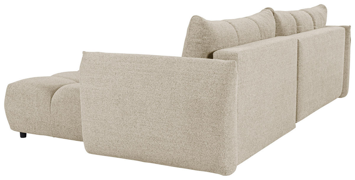 ECKSCHLAFSOFA Flachgewebe Cappuccino  inkl.  - Schwarz/Cappuccino, KONVENTIONELL, Kunststoff/Textil (273/188cm) - Livetastic