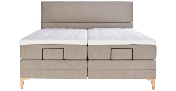 BOXSPRINGBETT 180/200 cm in Hellbraun - Chromfarben/Hellbraun, KONVENTIONELL, Kunststoff/Textil (180/200cm) - Voleo