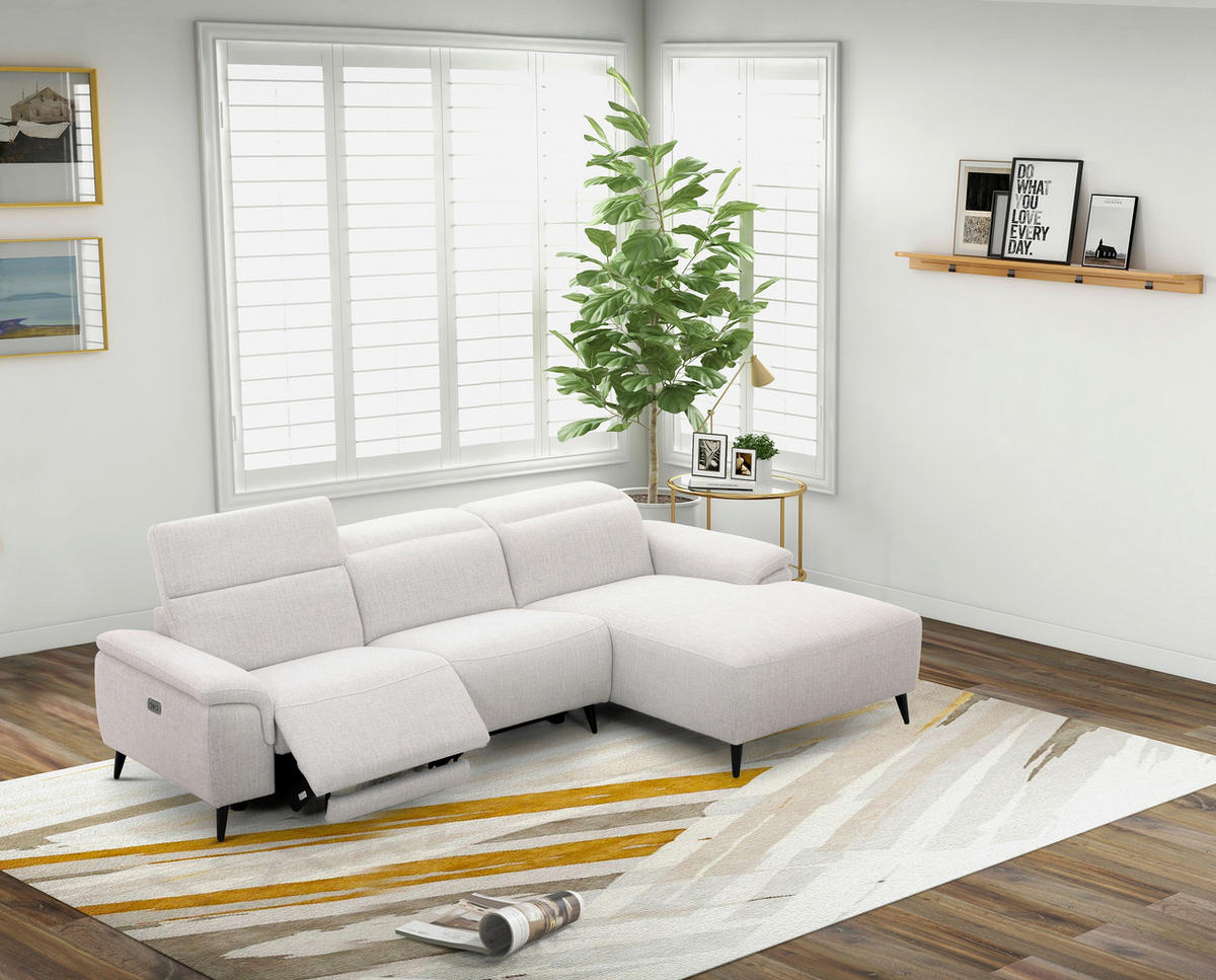 ECKSOFA inkl. Funktionen Hellgrau Leinenoptik  - Schwarzchrom/Hellgrau, Design, Holz/Kunststoff (171/270cm) - Xora