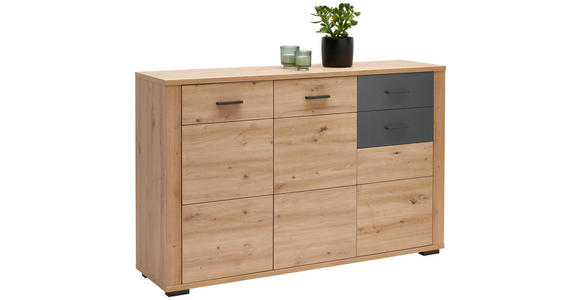 SIDEBOARD in 137,6/88,7/38 cm - Anthrazit/Eiche Artisan, KONVENTIONELL, Holzwerkstoff/Kunststoff (137,6/88,7/38cm) - Xora