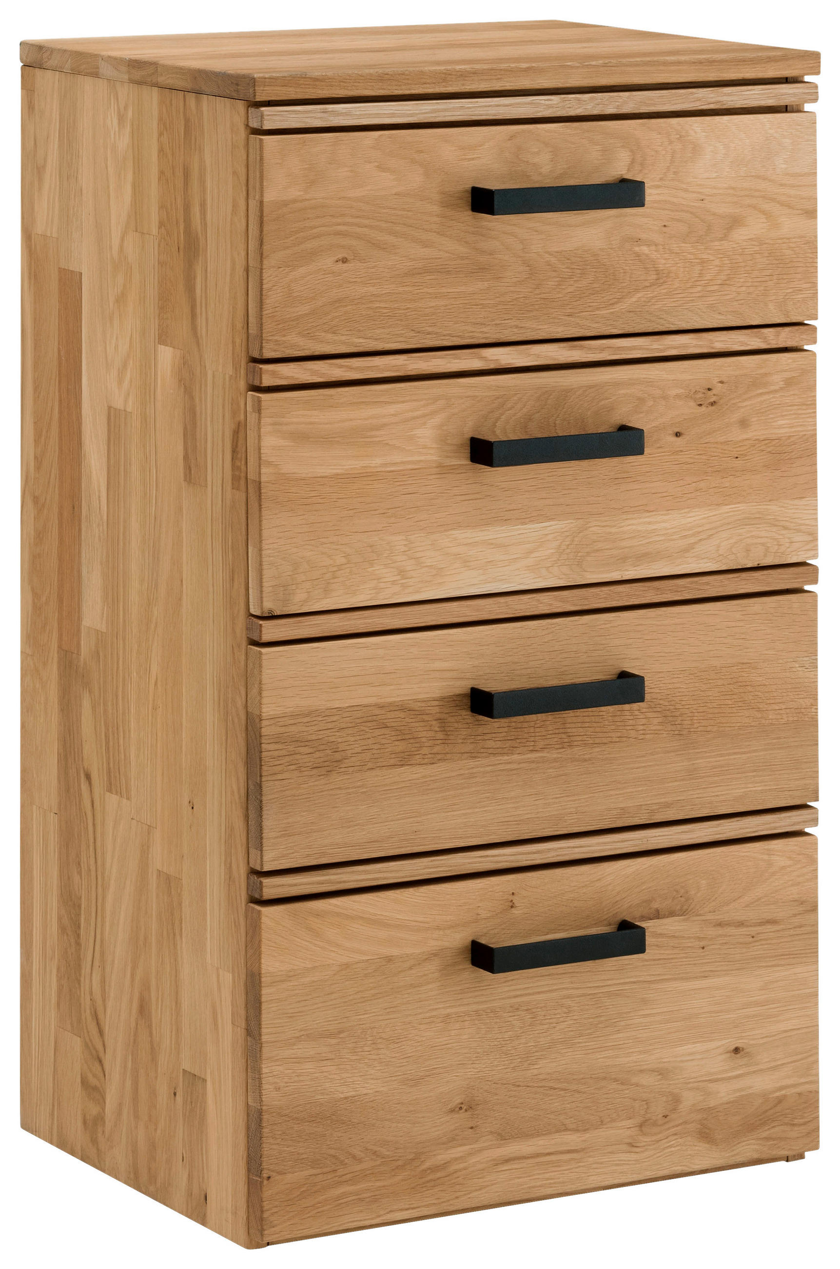 KOMMODE , 50/89/39 cm, 4 Schublade(n)  - Eichefarben/Schwarz, MODERN, Holz/Metall (50/89/39cm)