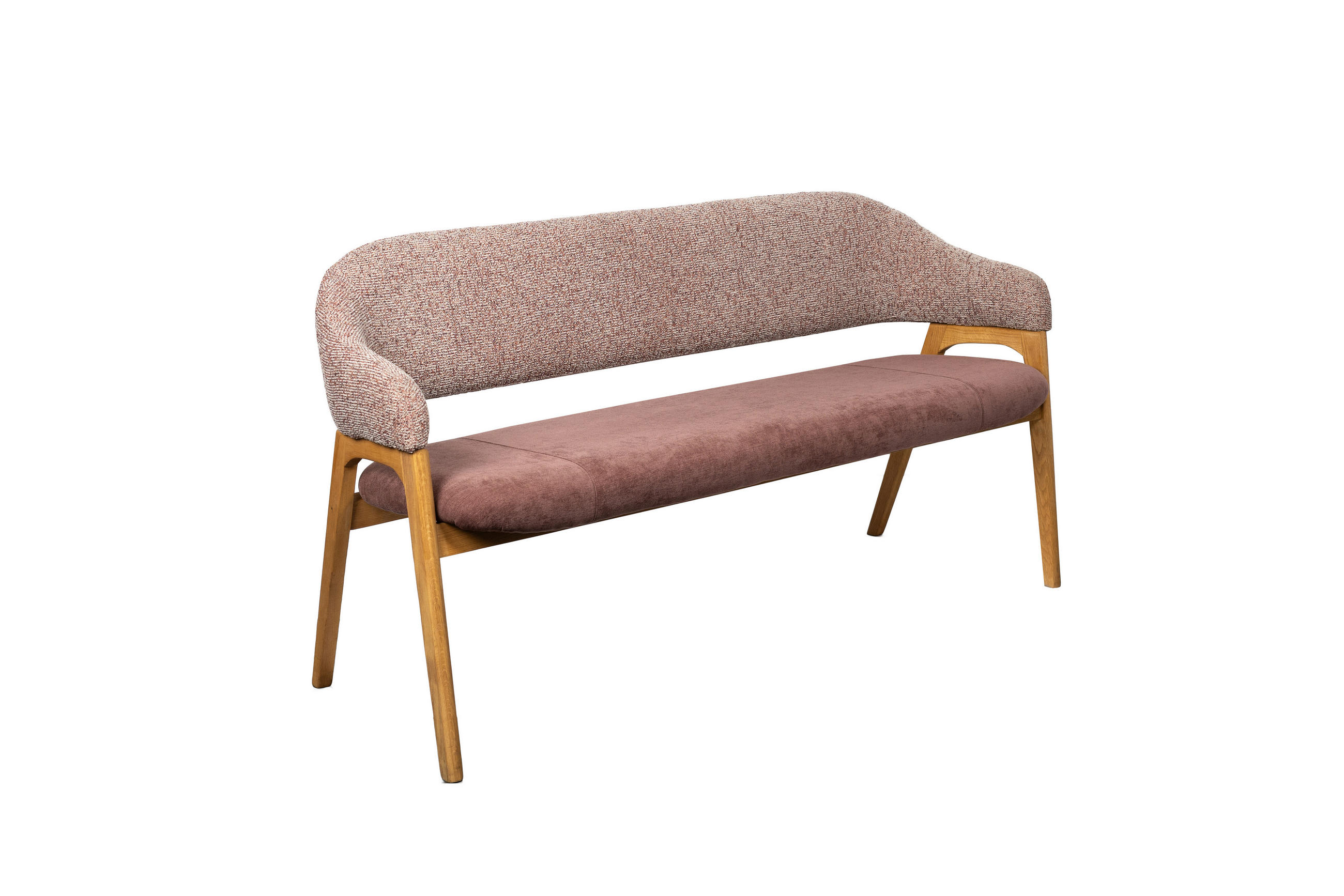 SITZBANK 168/84/56 cm Batist, Bouclé Rot Holz  - Eichefarben/Rot, KONVENTIONELL, Holz/Textil (168/84/56cm) - Linea Natura