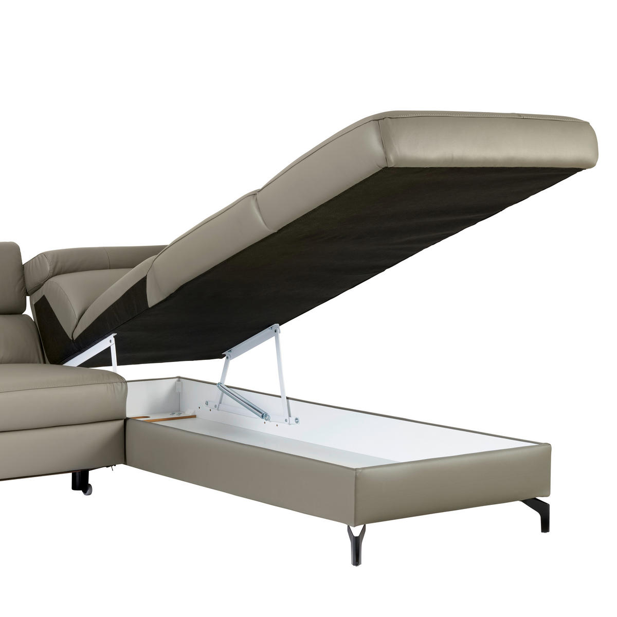ECKSOFA in Lederlook Kombination Echtleder/Lederlook Schlammfarben  - Schlammfarben/Schwarz, Design, Leder/Textil (256/220cm) - Celina Home