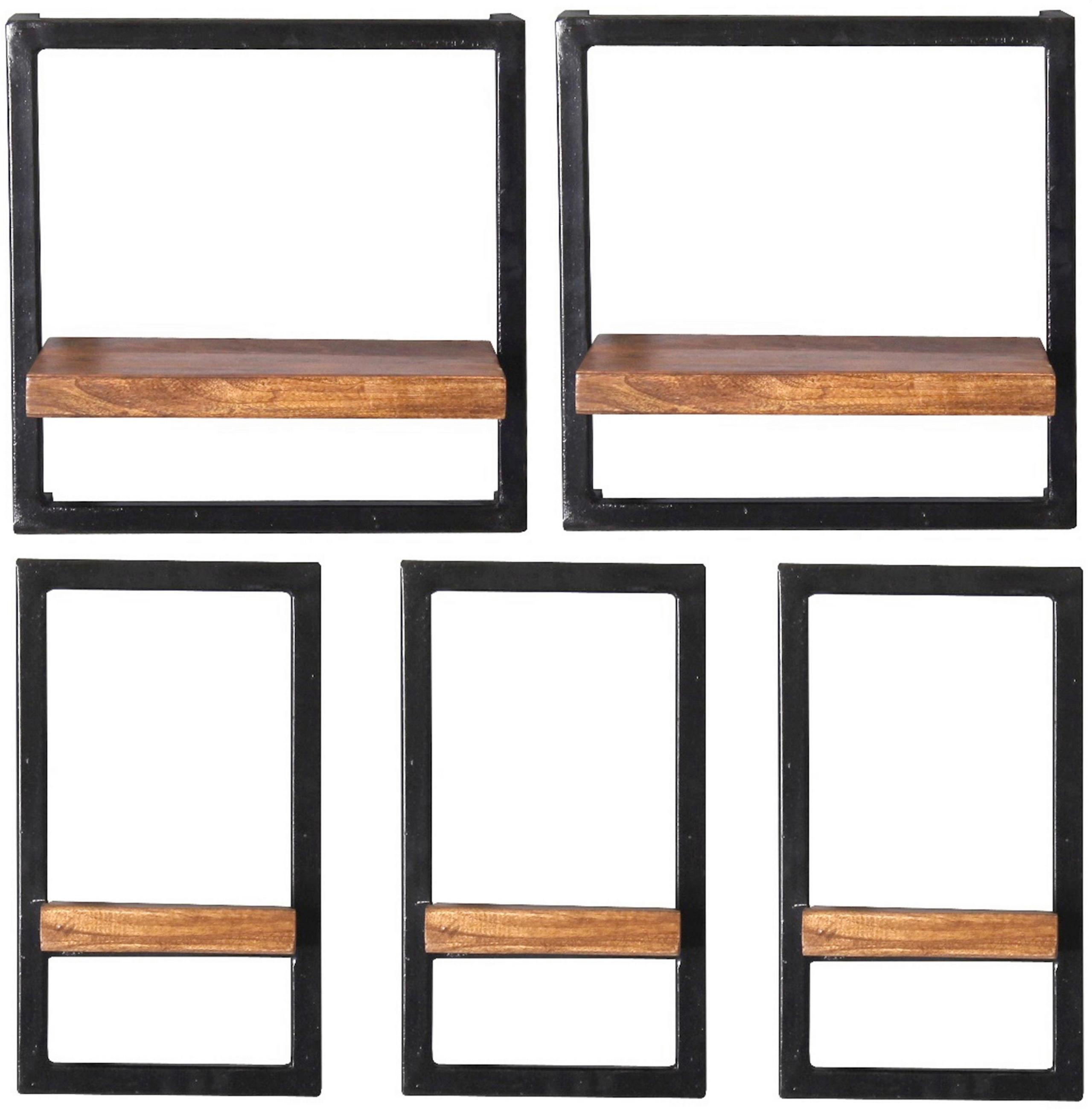 WANDREGALSET 75/75/25 cm  - Schwarz/Naturfarben, Design, Holz/Metall (75/75/25cm) - MID.YOU
