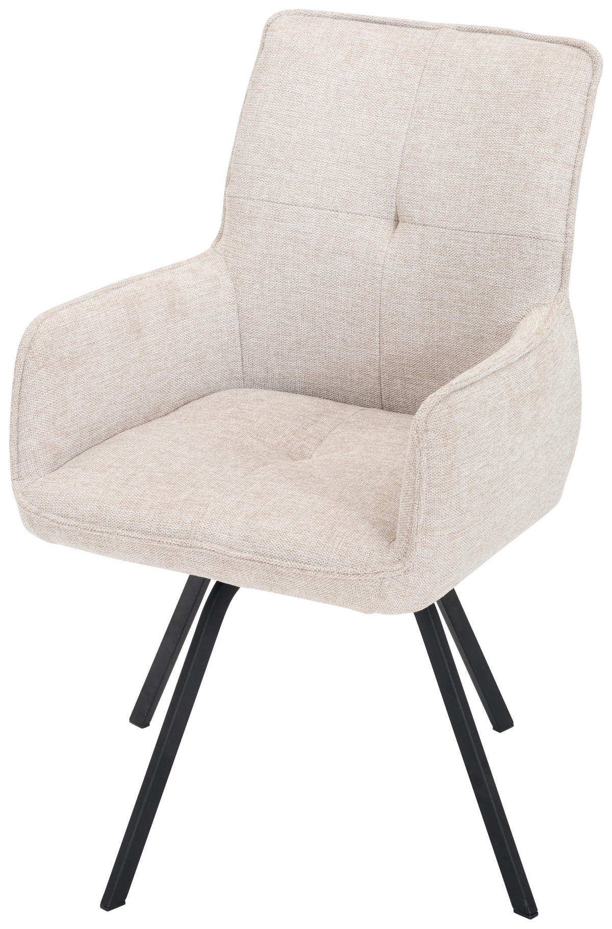 ARMLEHNSTUHL  in Stahl Chenille  - Beige/Schwarz, Design, Textil/Metall (56/89/62cm) - Welnova