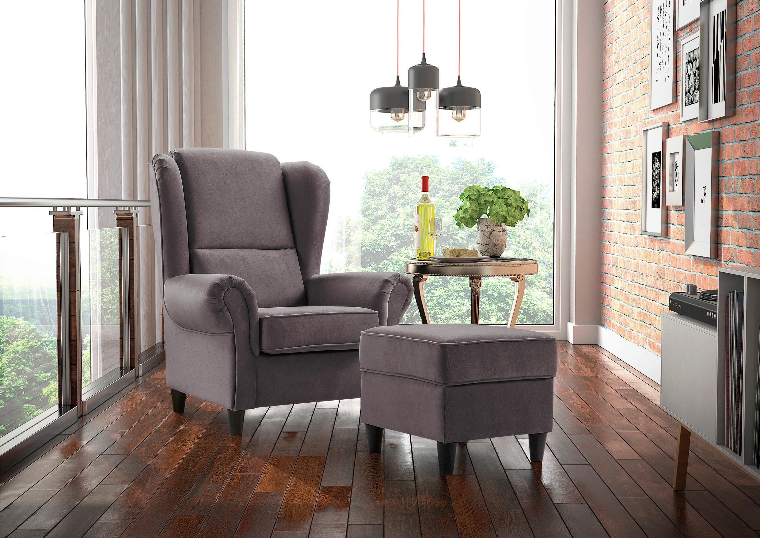 HOCKER in Textil Dunkelgrau  - Dunkelgrau/Schwarz, Design, Holz/Textil (52/45/52cm) - MID.YOU