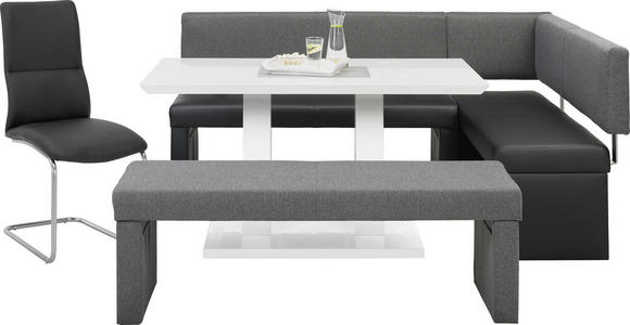 ECKBANK 148/196 cm in Grau, Schwarz - Schwarz/Grau, KONVENTIONELL, Textil/Metall (148/196cm) - Carryhome