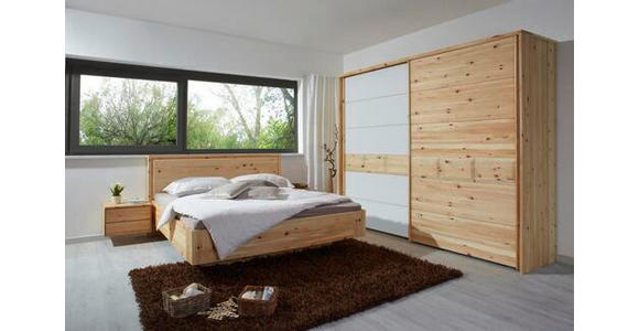 SCHWEBETÜRENSCHRANK in Weiß, Zirbelkieferfarben - Zirbelkieferfarben/Weiß, Natur, Glas/Holz (250/225/65cm) - Valnatura