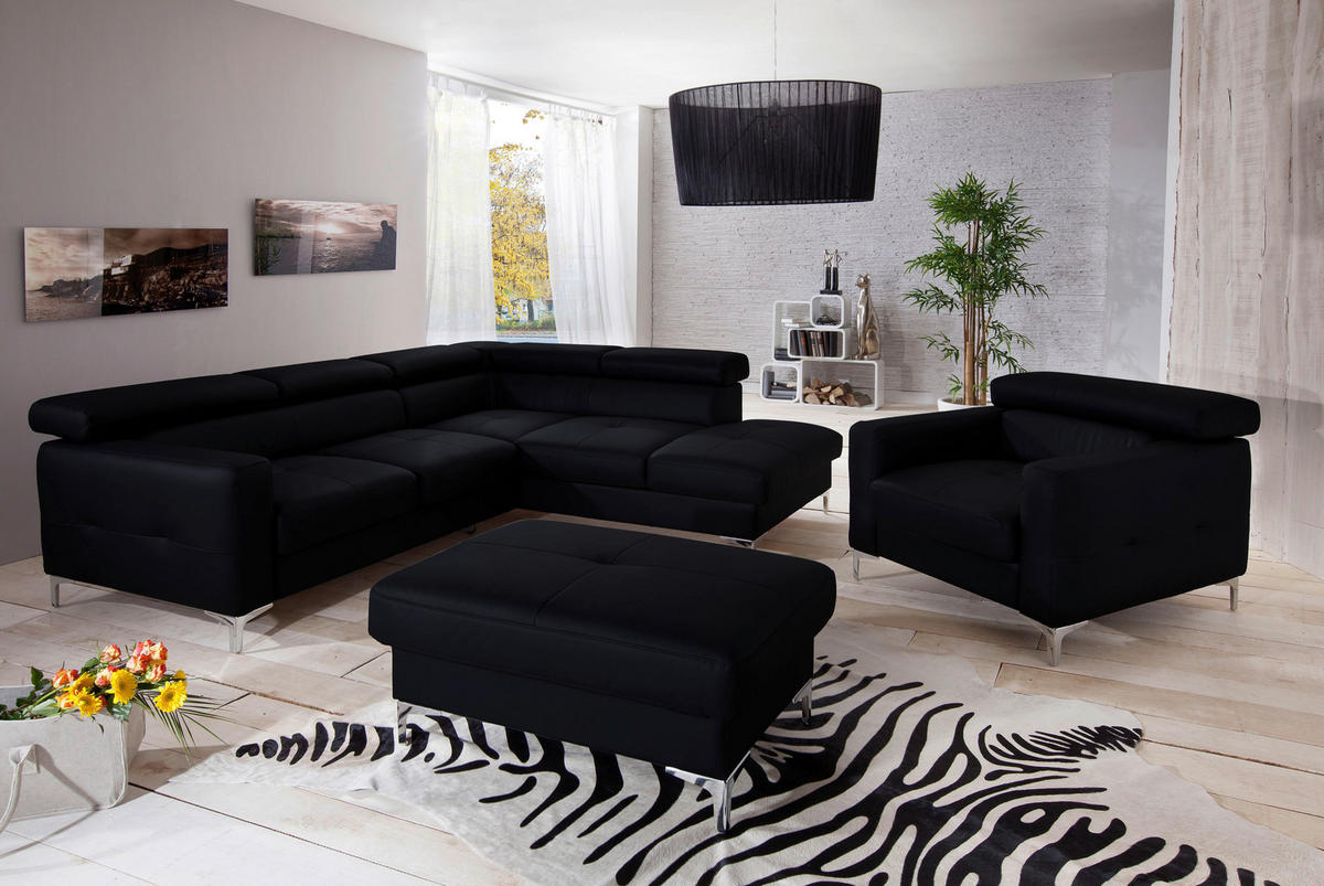 SESSEL in Echtleder Schwarz  - Chromfarben/Schwarz, Design, Leder/Metall (99/78-92/106cm) - Livetastic