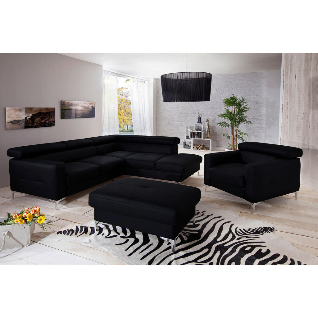 Thumbnail - Livetastic Sessel, Schwarz, Leder, Echtleder, Rindleder, 99x78-92x106 cm, Made in EU, Wohnzimmer, Sessel, Polstersessel
