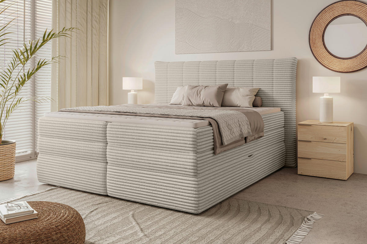 POSTEL BOXSPRING, 180/200 cm, béžová - černá/béžová, Moderní, textil/plast (180/200cm) - Esposa