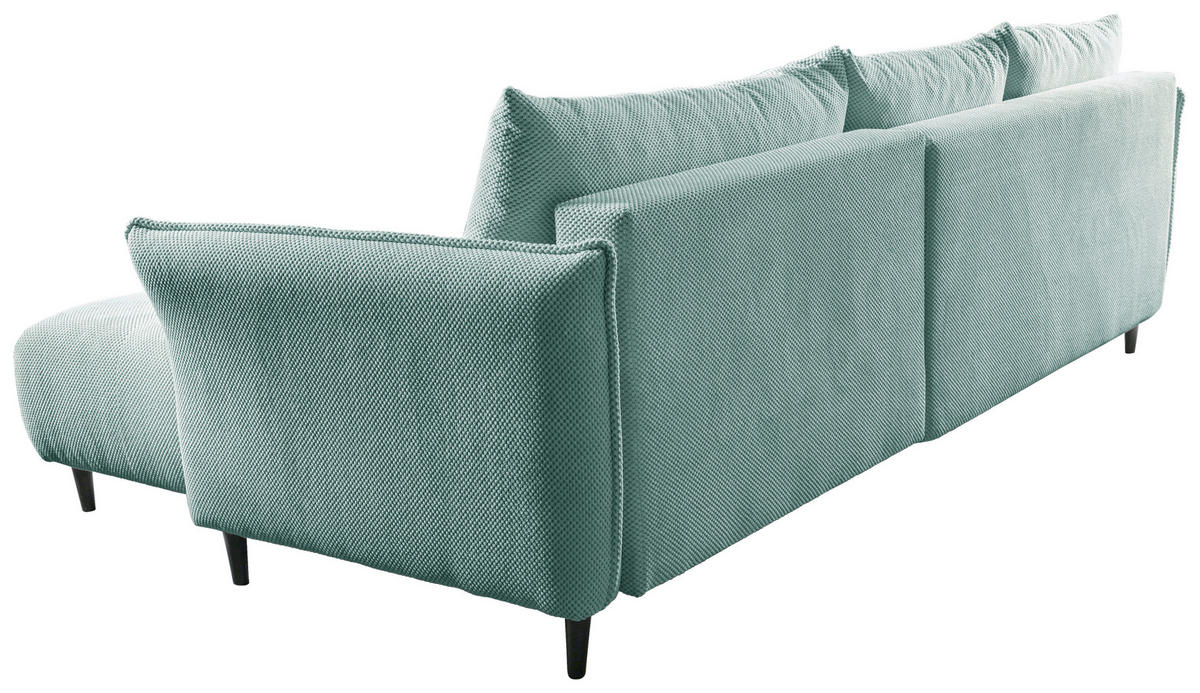 ECKSOFA MONTE CARLO Mintgrün Struktur, Plüsch  - Schwarz/Mintgrün, Trend, Textil (290/160cm) - MID.YOU