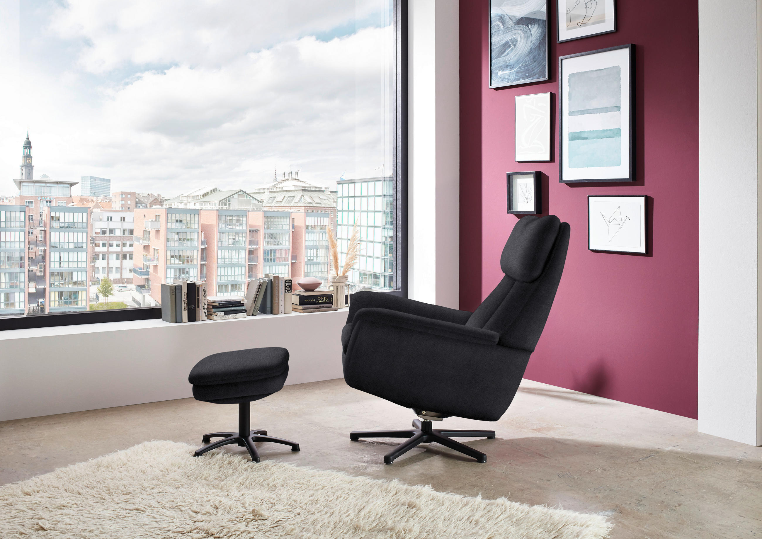 RELAXSESSEL in Textil Anthrazit  - Anthrazit/Schwarz, Design, Textil/Metall (79/108/89cm) - Beldomo Style