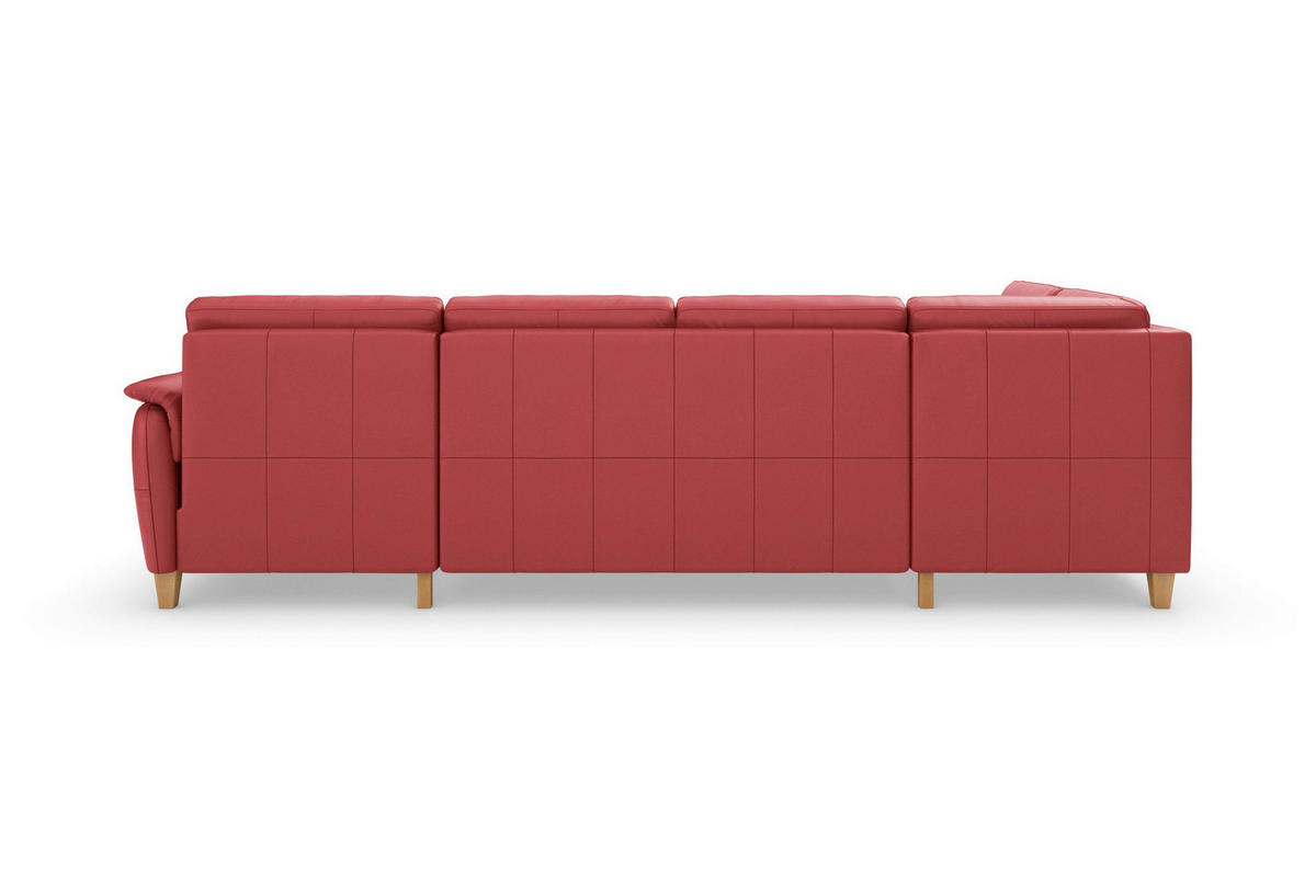 SEDACÍ SOUPRAVA, kůže, červená - barvy dubu/červená, Basics, dřevo/kůže (212/308/163cm) - Sit & More