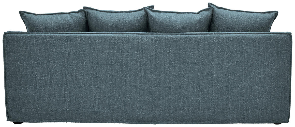 HUSSEN-3-SITZER-SOFA Bouclé Blau  - Blau/Schwarz, Trend, Kunststoff/Textil (227/92/105cm) - Livetastic