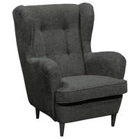 OHRENSESSEL in Mikrovelours Anthrazit  - Anthrazit/Schwarz, Basics, Holz/Textil (78/102/98cm) - MID.YOU