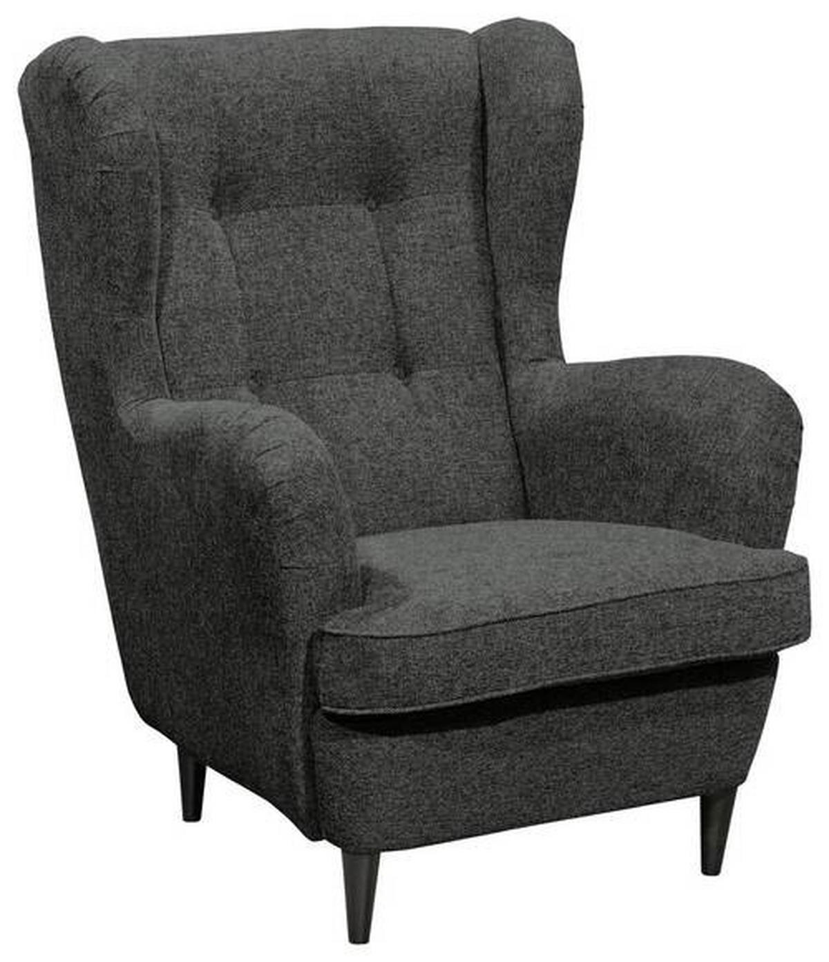 OHRENSESSEL in Mikrovelours Anthrazit  - Anthrazit/Schwarz, Basics, Holz/Textil (78/102/98cm) - MID.YOU