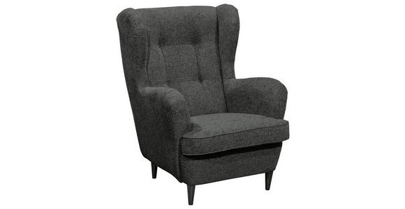 OHRENSESSEL Mikrovelours Anthrazit - Anthrazit/Schwarz, Basics, Holz/Textil (78/102/98cm) - Carryhome