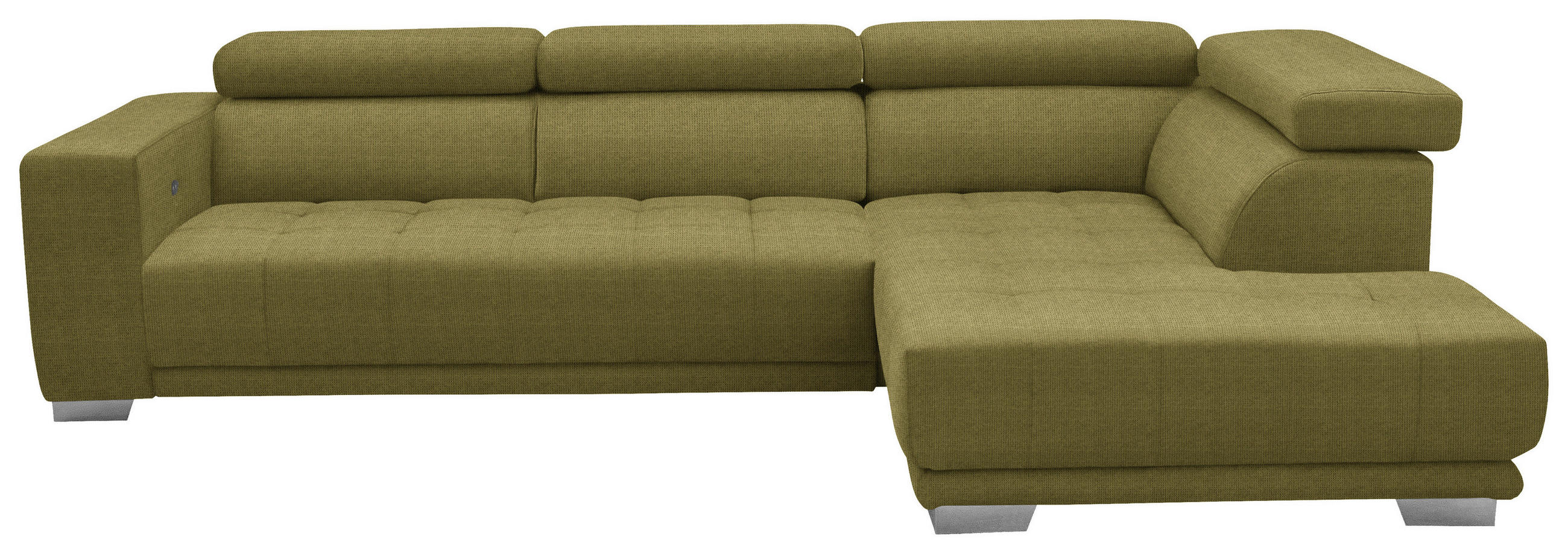 ECKSOFA in Mikrofaser Grün  - Chromfarben/Grün, Design, Textil/Metall (301/207cm) - Xora