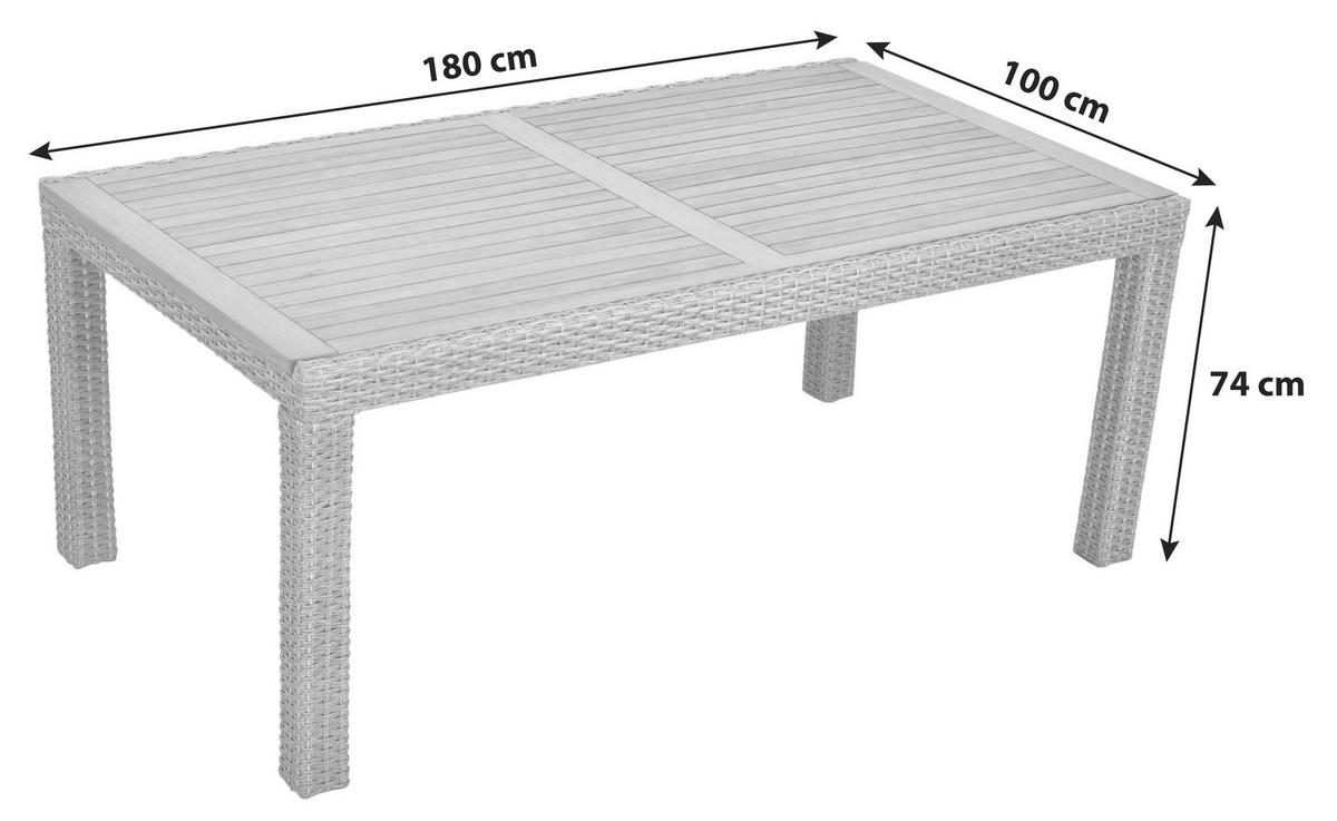GARTENTISCH 180/100/74 cm Metall, Kunststoff rechteckig  - Beige, MODERN, Holz/Kunststoff (180/100/74cm) - Gardenson