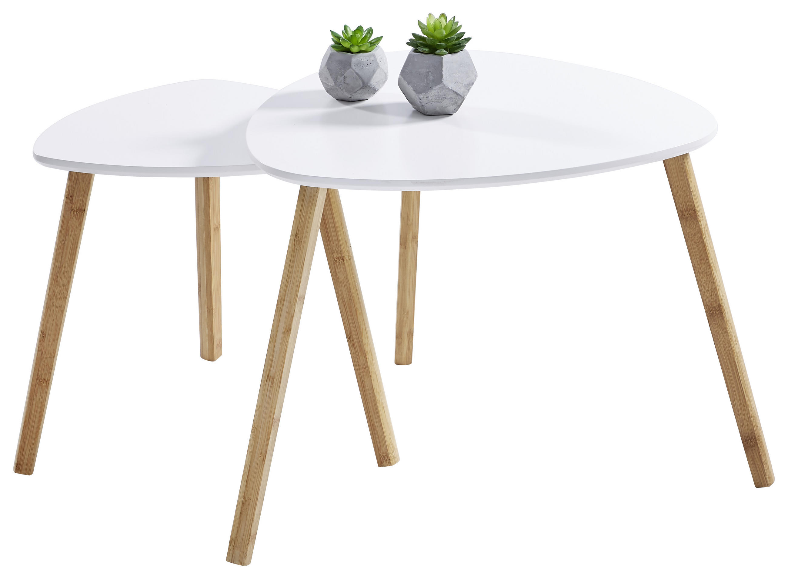 BEISTELLTISCH 40/40/40 cm Bambus teilmassiv Naturfarben, Weiß Freiform  - Naturfarben/Weiß, Design, Holz/Holzwerkstoff (40/40/40cm) - Carryhome