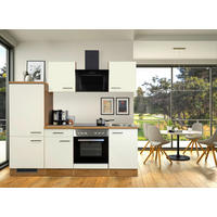 KÜCHENBLOCK 220 cm   in Eichefarben, Magnolie  - Eichefarben/Magnolie, MODERN, Holzwerkstoff/Metall (220cm) - FlexWell