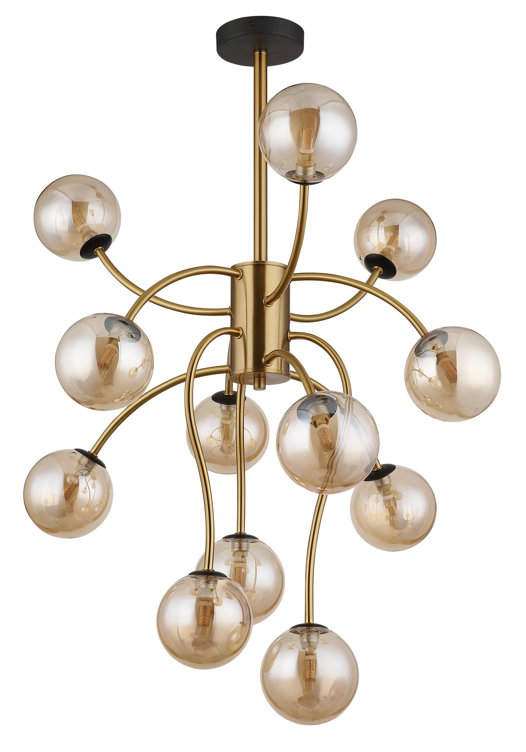 LED-DECKENLEUCHTE 62/93 cm   - Messingfarben/Goldfarben, Design, Glas/Metall (62/93cm) - Globo