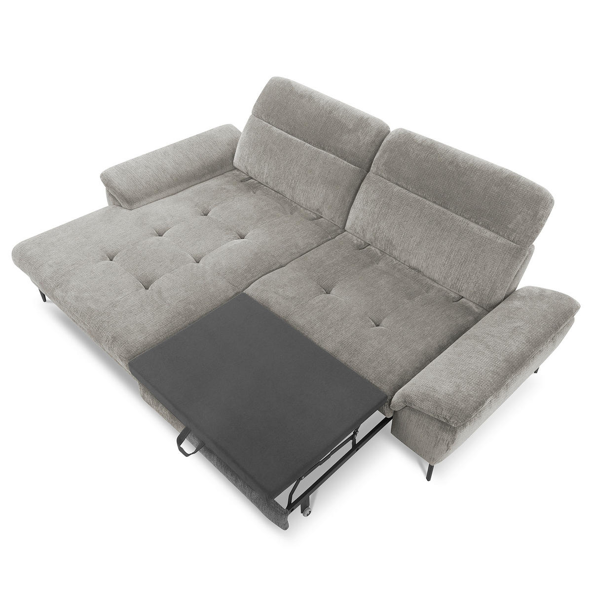 ECKSOFA  Webstoff Greige  - Greige/Schwarz, Design, Textil/Metall (195/268cm) - Livetastic