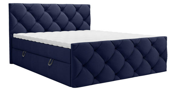 BOXBETT 200/200 cm in Dunkelblau - Schwarz/Dunkelblau, KONVENTIONELL, Kunststoff/Textil (200/200cm) - Carryhome