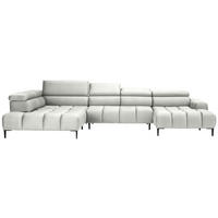 WOHNLANDSCHAFT in Samt, Webstoff Creme  - Creme/Schwarz, Design, Textil/Metall (216/385/177cm) - Welnova
