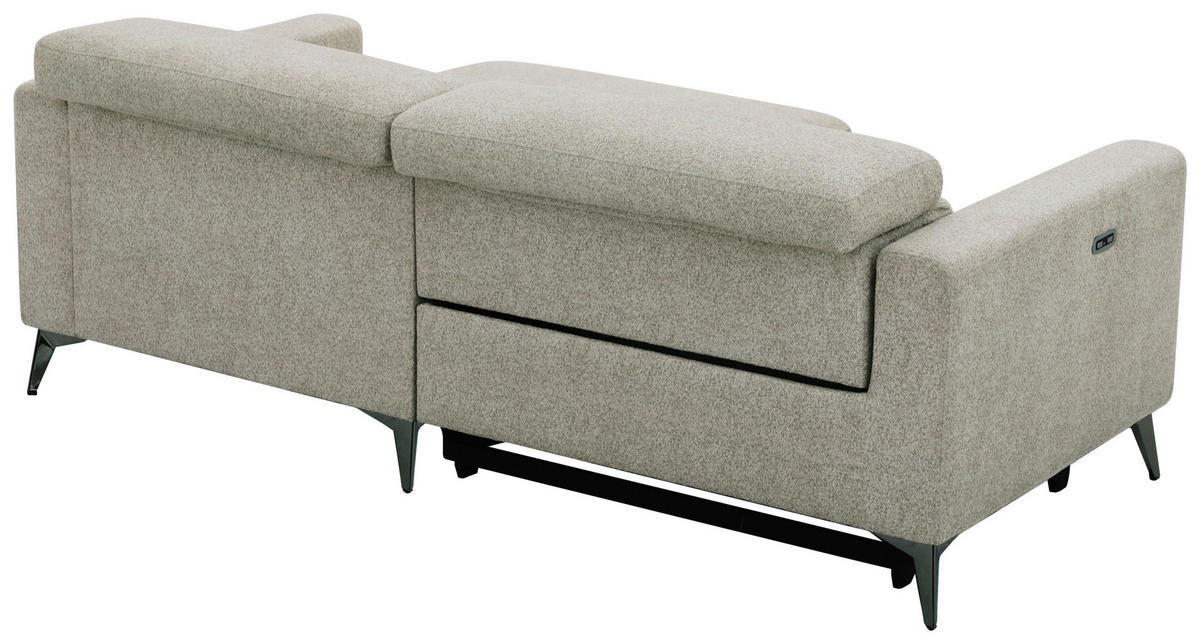 ECKSOFA Beigebraun Chenille  - Chromfarben/Beigebraun, Design, Textil/Metall (218/173cm) - Carryhome